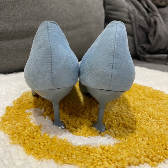 Light blue square heel with chiffon bow, Jifumei brand size 8 - Picture 7 of 12